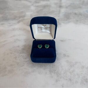 Green Heart Stud Earrings